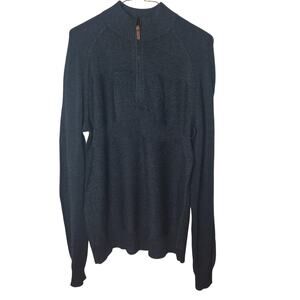 Smartwool Men's Ripple Ridge Half Zip Wool Blend Sweater Size Large Blue Granola